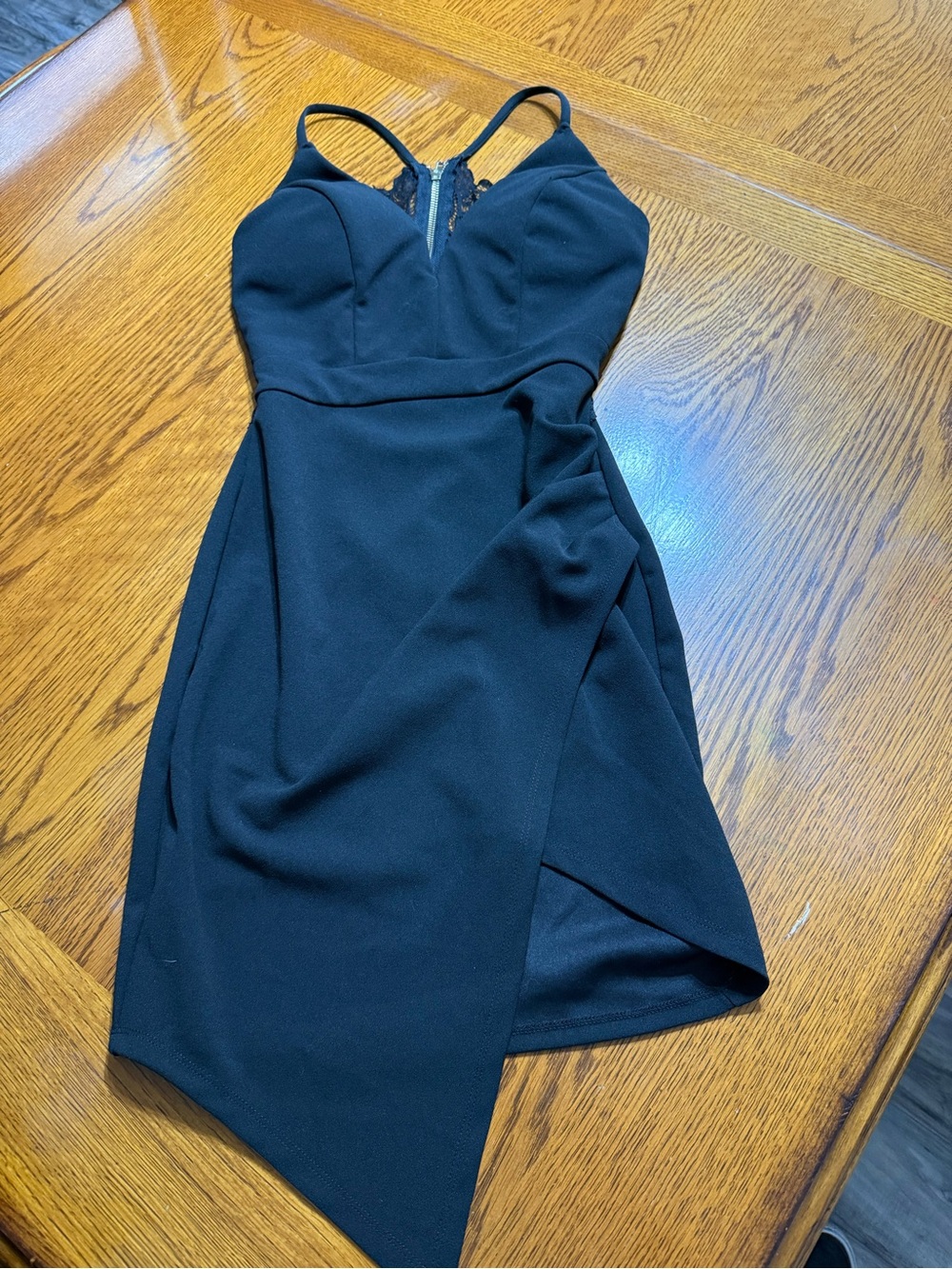 Honey and Rosie Black Asymmetric Wrap Mini Dress